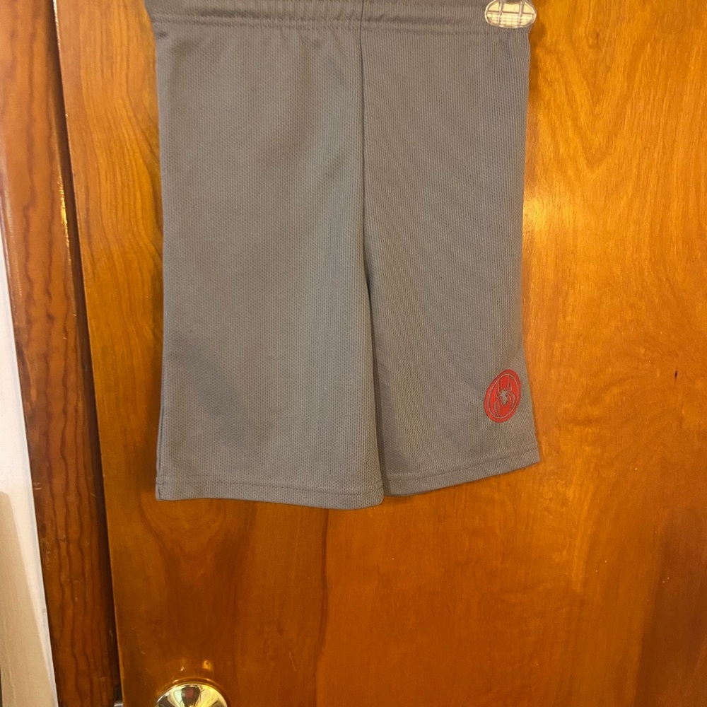 Marvel SpiderMan Gray Athletic Shorts with Spiderwebs Logo